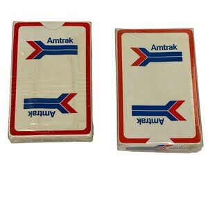 Vintage Amtrak Playing Cards 2 Decks Transportation Trains Red Blue Logo Sealed